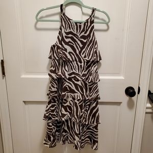 Brown and cream ruffle dress